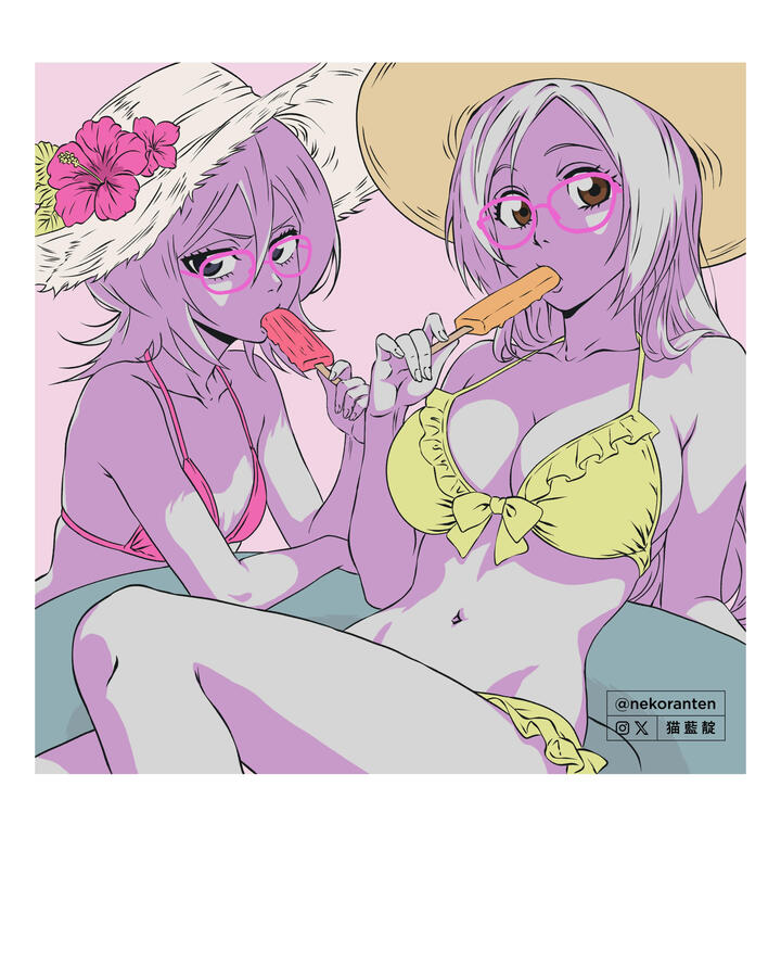 Rukia & Orihime summer polaroid